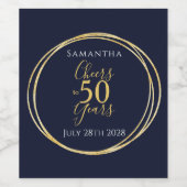 第50誕生日海軍金ゴールド応援から50年パーティー ワインラベル (シングルラベル)