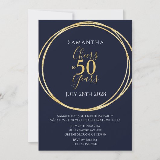 第50誕生日海軍金ゴールド応援から50年パーティー 招待状 (正面)