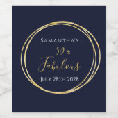 第50誕生日海軍金ゴールド50と素晴らしいパーティー ワインラベル (シングルラベル)