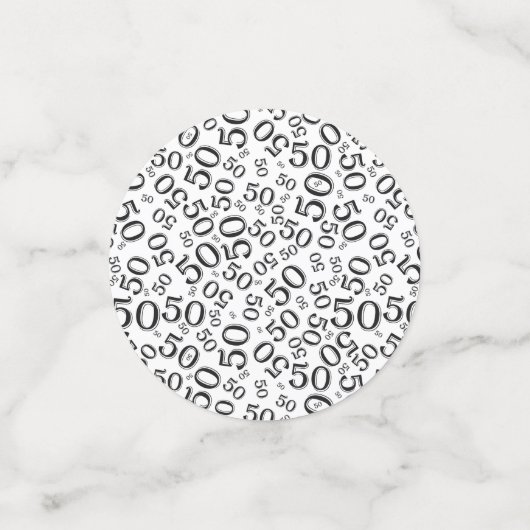 第50誕生日白黒クールな数パターン コンフェッティ (スモール正面)