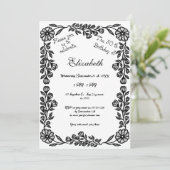 第50誕生日白黒フローラ 招待状 (スタンド正面)