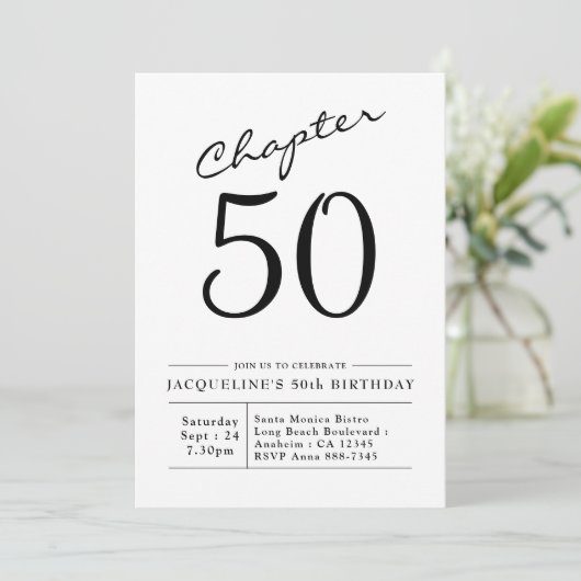 第50誕生日白黒第50章招待状 招待状 (スタンド正面)