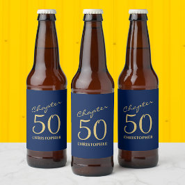 第50誕生日第50章ブルー金ゴールド ビールラベル
