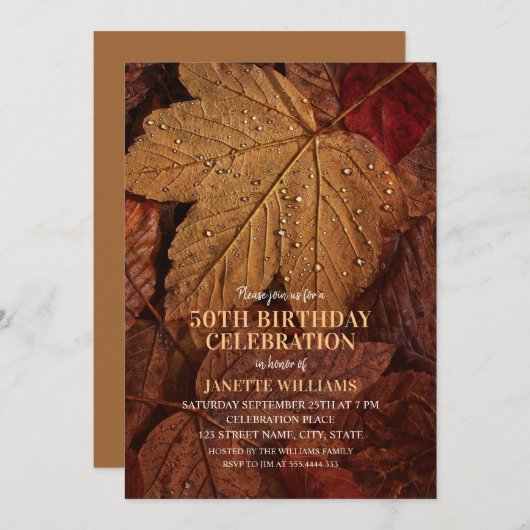 第50誕生日素朴秋紅葉国 招待状 (正面/裏面)