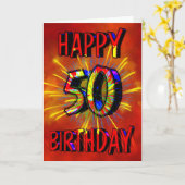 第50誕生日花火 カード (黄色い花)