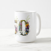 第50誕生日花飾り野花文字 コーヒーマグカップ (正面右)