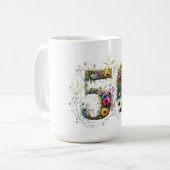 第50誕生日花飾り野花文字 コーヒーマグカップ (正面左)