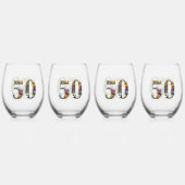 第50誕生日花飾り野花文字 ステムなしワイングラス (裏面)