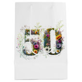 第50誕生日花飾り野花文字 ミディアムペーパーバッグ (裏面)