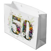 第50誕生日花飾り野花文字 ラージペーパーバッグ (裏面アングル)