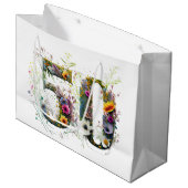 第50誕生日花飾り野花文字 ラージペーパーバッグ (正面アングル)