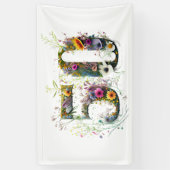 第50誕生日花飾り野花文字 横断幕 (縦)