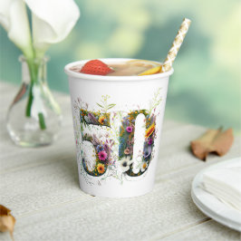 第50誕生日花飾り野花文字 紙コップ