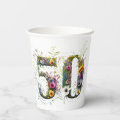 第50誕生日花飾り野花文字 紙コップ (裏面)