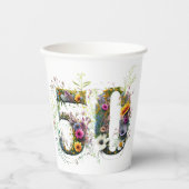 第50誕生日花飾り野花文字 紙コップ (正面)