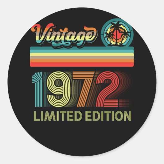 第50誕生日装飾男性50歳1972 ラウンドシール (正面)