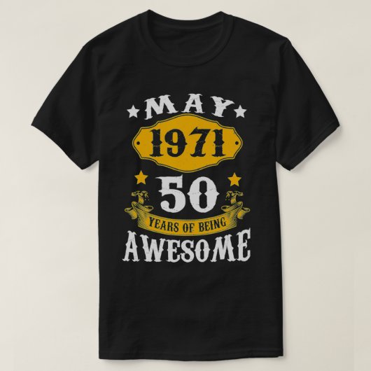 第50誕生日装飾1971年5月男性女性50アイ Tシャツ (デザイン正面)