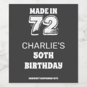 第50誕生日製72動揺してヴィンテージ ワインラベル (シングルラベル)