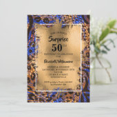 第50誕生日金ゴールドアニマルプリント 招待状 (スタンド正面)