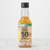 第50誕生日金ゴールドオンカラフルプラントミニ リキュールボトルラベル (正面)