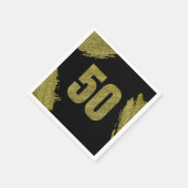 第50誕生日金ゴールドグリッターパーティー スタンダードカクテルナプキン (角)