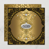 第50誕生日金ゴールドパーティの招待状 招待状 (正面/裏面)