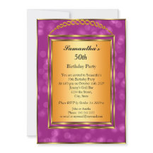 第50誕生日金ゴールドピンクエレガントモダン招待状