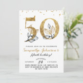 第50誕生日金ゴールドフローラ招待状 招待状 (スタンド正面)