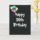 第50誕生日風船（航空母艦サングラス付） カード (黄色い花)