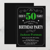 第50誕生日黒緑の黒板 招待状 (正面/裏面)