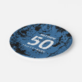 第50誕生日50の石の青くグランジなパターンF50Z ペーパープレート (アングル)