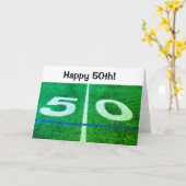 第50誕生日50ヤードのフットボール競技場 カード (黄色い花)
