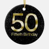 第50誕生日、エレガントで黒い金ゴールドの魅力 セラミックオーナメント (正面)