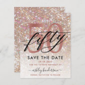 第50誕生日·シック·グリッター·セグラデーションーブ·ザ·デート セーブザデート (正面/裏面)