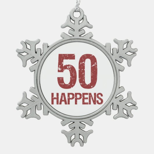 第50誕生日 スノーフレークピューターオーナメント (正面)