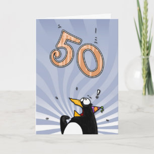 第50誕生日-ペンギンの驚きカード カード
