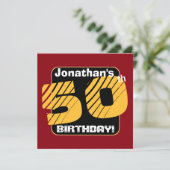 第50誕生日(名前をカスタムする番号ストライプのA13) 招待状 (スタンド正面)