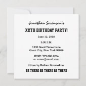 第50誕生日(名前をカスタムする番号ストライプのA13) 招待状 (裏面)