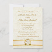 第50誕生日-金ゴールドのダマスク織の写真の招待状 招待状 (裏面)