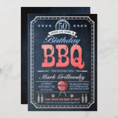 第50誕生日BBQ招待状 | 黒板 招待状 (正面/裏面)