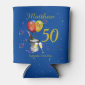 第50誕生祝いきらめくワインブルー 缶クーラー (正面)