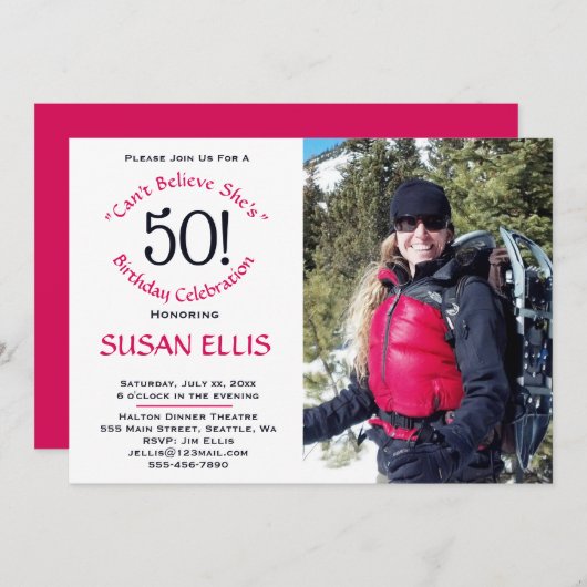 第50誕生祝いパーティの招待状 招待状 (正面/裏面)