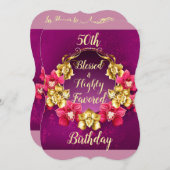 第50賛美された及び非常に支持された誕生日 招待状 (正面/裏面)