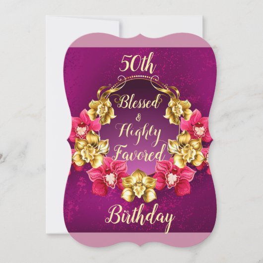 第50賛美された及び非常に支持された誕生日 招待状 (正面)
