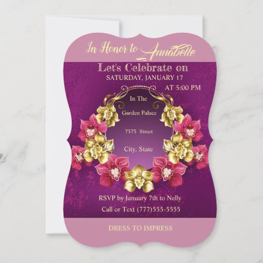 第50賛美された及び非常に支持された誕生日 招待状 (裏面)