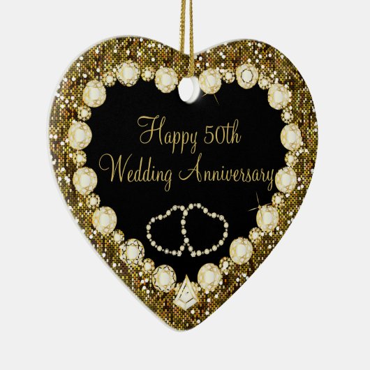 第50金グリッターの結婚記念日 セラミックオーナメント (右)