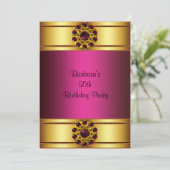 第50金ゴールドルビーピンク50誕生日招待状 招待状 (スタンド正面)