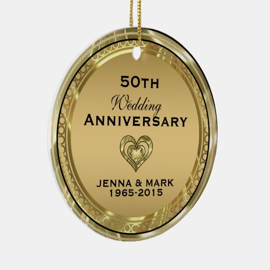 第50金ゴールド結婚記念日オーナメント セラミックオーナメント (右)