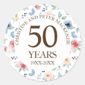 第50金ゴールド結婚赤面バラ記念日 ラウンドシール (正面)