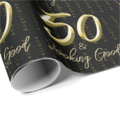 第50金ゴールド誕生日名前をカスタムする包装紙 ラッピングペーパー (ロールコーナー)